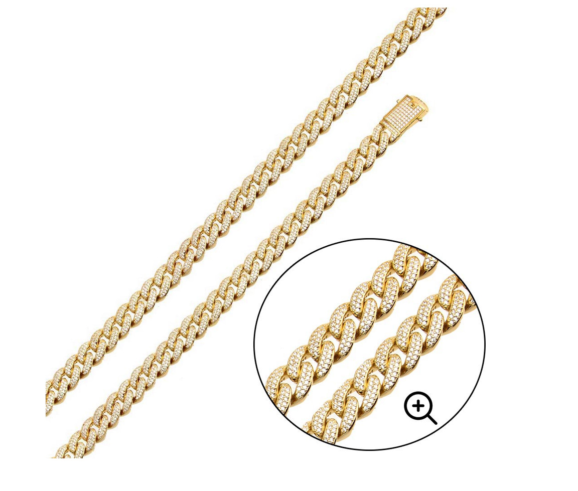 CHAINE EN ARGENT RHODIÉ SERTI DE CUBIQUES ZIRCONIAS - SP GMN00176GP - BIJOUX D'IMPORTATION CHAINE EN ARGENT RHODIÉ SERTI DE CUBIQUES ZIRCONIAS - SP GMN00176GP - BIJOUX D'IMPORTATION
