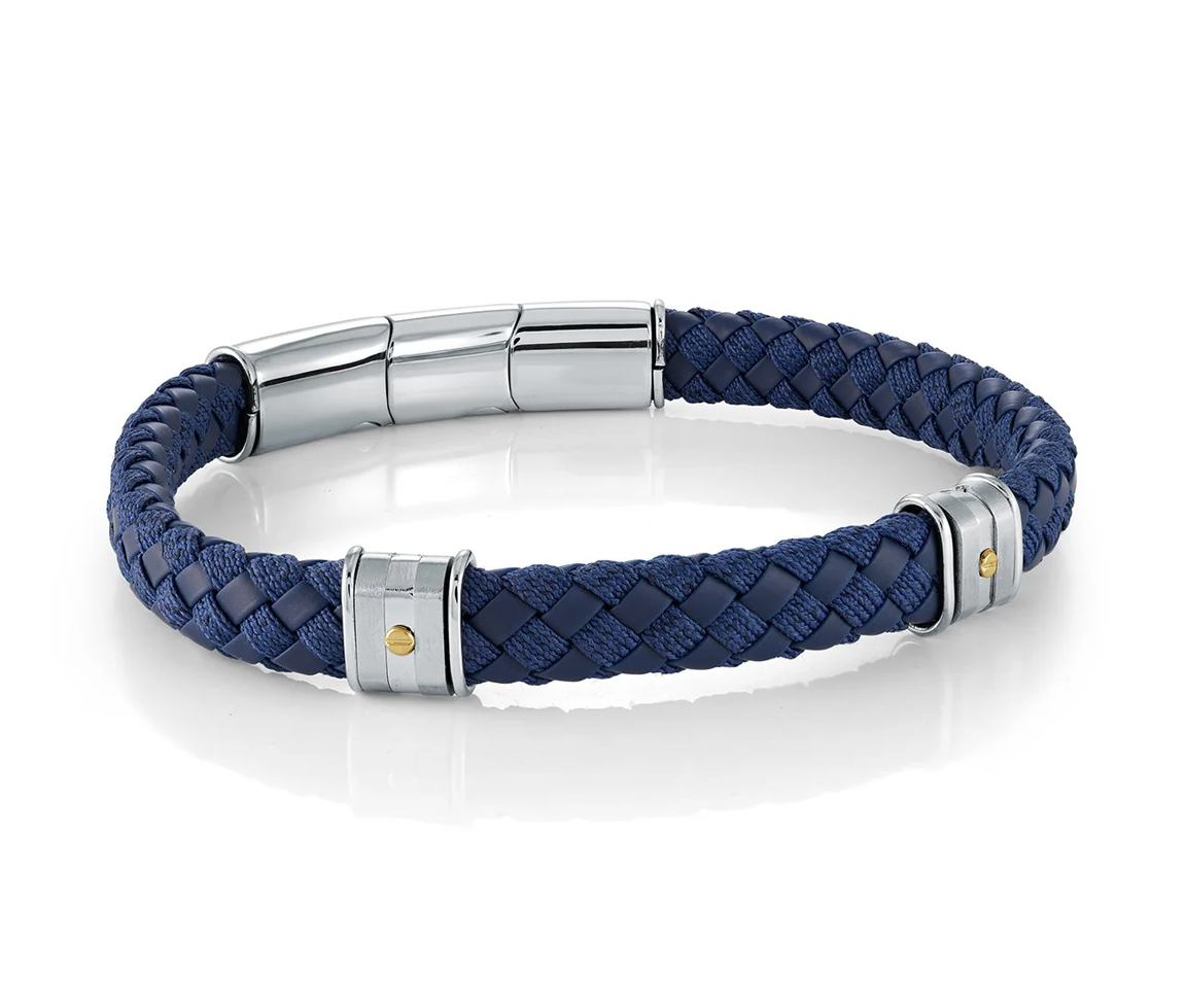 BRACELET EN ACIER ET CUIR/NYLON TRESSÉ - IG SLB634 - ITALGEM BRACELET EN ACIER ET CUIR/NYLON TRESSÉ - IG SLB634 - ITALGEM