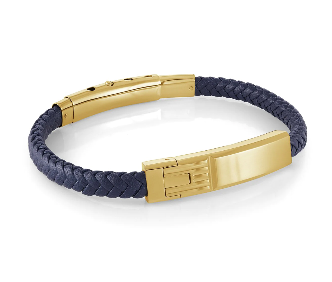 BRACELET EN CUIR TRESSÉ ET ACIER/PVD OR - IG SLB600 - ITALGEM BRACELET EN CUIR TRESSÉ ET ACIER/PVD OR - IG SLB600 - ITALGEM