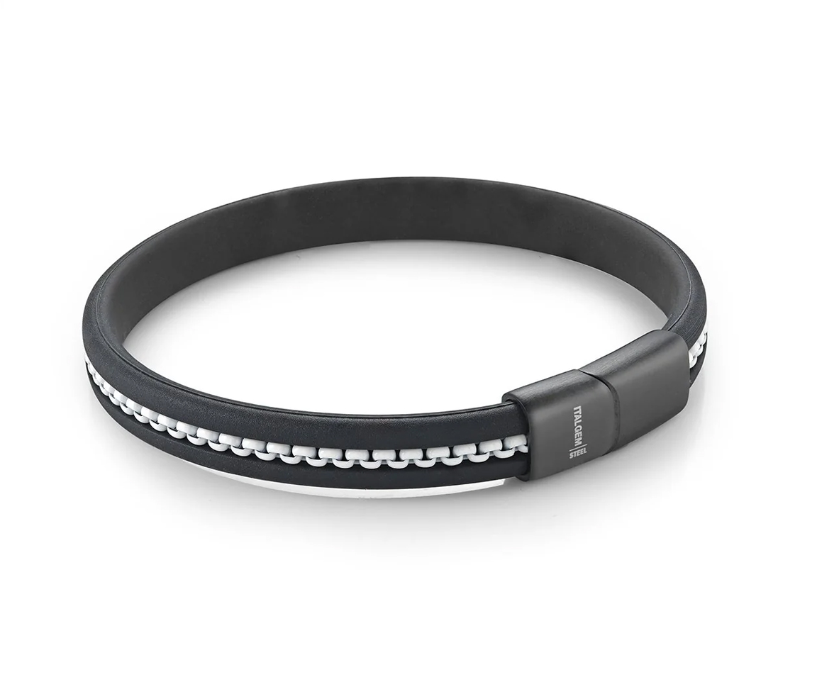 BRACELET EN SILICONE AVEC INSERTION CHAINE EN ACIER - IG SBR42/8 - ITALGEM BRACELET EN SILICONE AVEC INSERTION CHAINE EN ACIER - IG SBR42/8 - ITALGEM