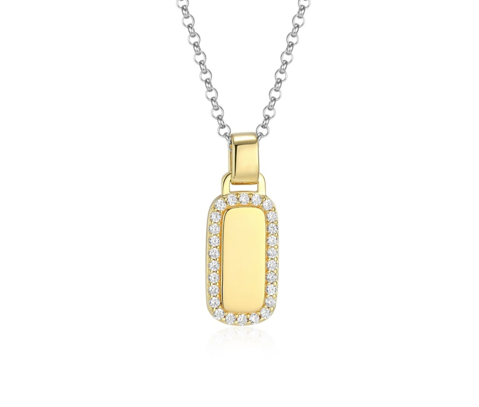 PENDENTIF DOG TAG EN ARGENT RHODIÉ/PVD OR 2 TONS SERTI DE CUBIQUES ZIRCONIAS - PJ R0LC009746 - ELLE PENDENTIF DOG TAG EN ARGENT RHODIÉ/PVD OR 2 TONS SERTI DE CUBIQUES ZIRCONIAS - PJ R0LC009746 - ELLE