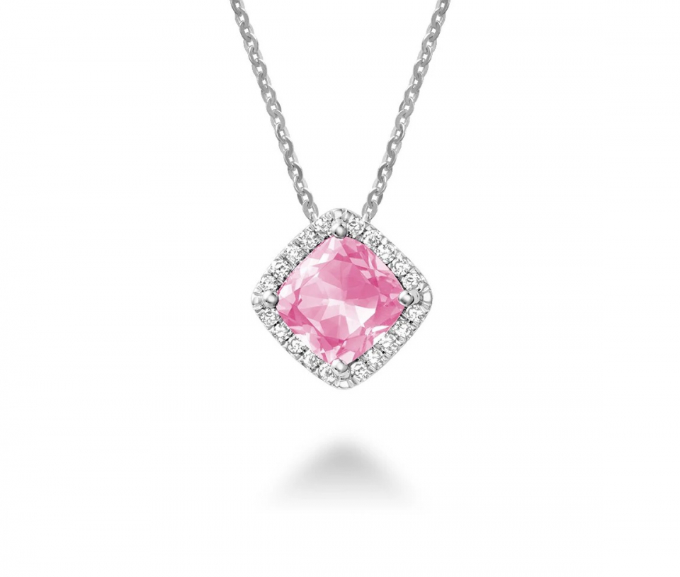 PENDENTIF EN OR 10K BLANC SERTI D'UN QUARTZ ROSE ET DE DIAMANTS - BR 09041028PQ - R.N.B. PENDENTIF EN OR 10K BLANC SERTI D'UN QUARTZ ROSE ET DE DIAMANTS - BR 09041028PQ - R.N.B.