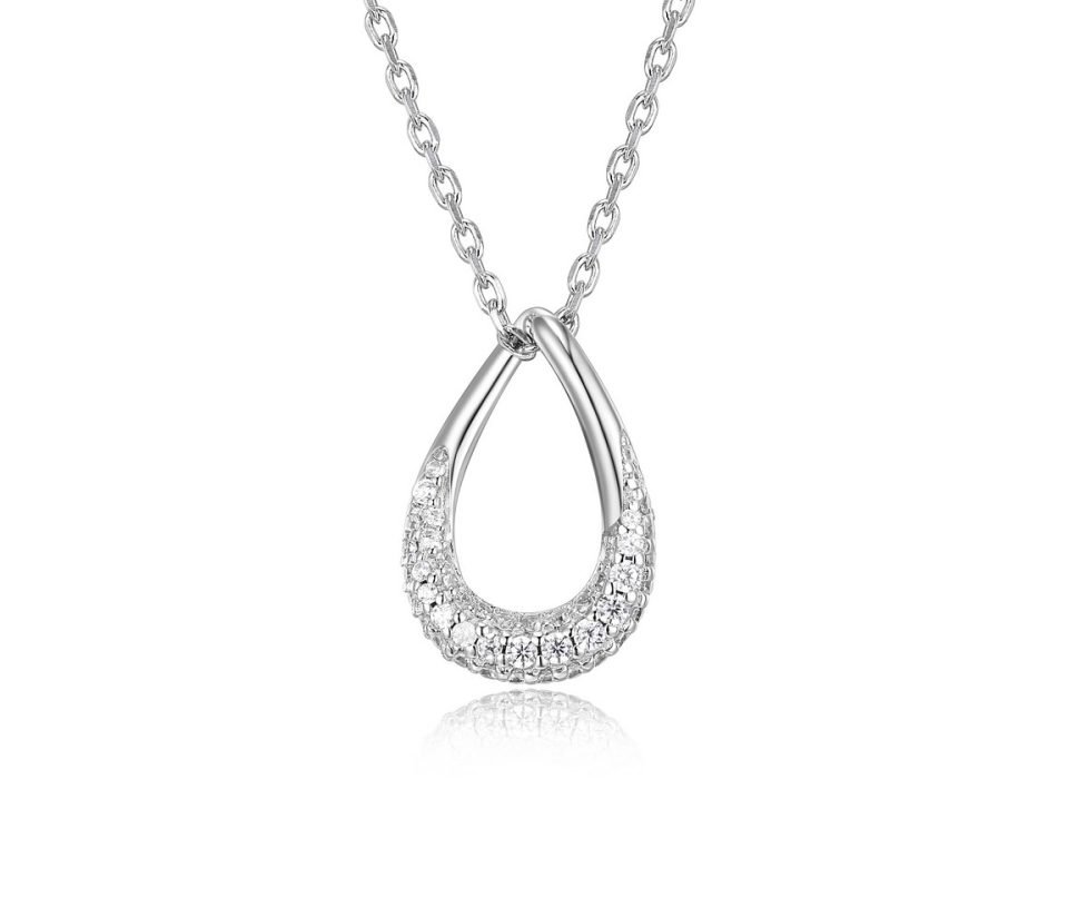 PENDENTIF GOUTTE AJOURÉE EN ARGENT RHODIÉ SERTI DE CUBIQUES ZIRCONIAS - PJ R0LBQA0044 - ELLE PENDENTIF GOUTTE AJOURÉE EN ARGENT RHODIÉ SERTI DE CUBIQUES ZIRCONIAS - PJ R0LBQA0044 - ELLE