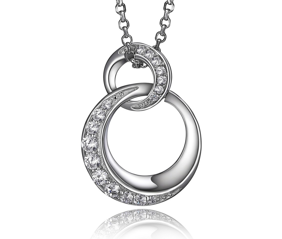 PENDENTIF EN ARGENT RHODIÉ AVEC 2 CERCLES AJOURÉS SERTIS DE CUBIQUES ZIRCONIAS - PJ R0LBDB0048 - ELLE PENDENTIF EN ARGENT RHODIÉ AVEC 2 CERCLES AJOURÉS SERTIS DE CUBIQUES ZIRCONIAS - PJ R0LBDB0048 - ELLE
