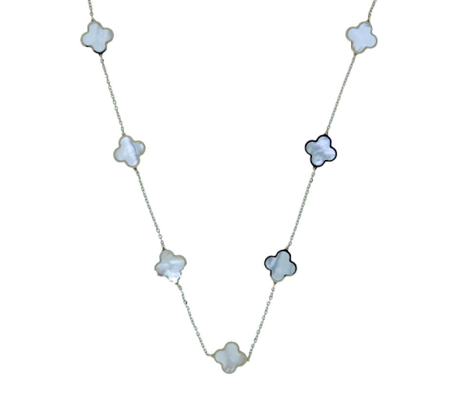 COLLIER TRÈFLES EN OR JAUNE SERTI DE PIERRES DE COULEURS VARIÉES - CB TRECOLNA10 - CBE COLLIER TRÈFLES EN OR JAUNE SERTI DE PIERRES DE COULEURS VARIÉES - CB TRECOLNA10 - CBE