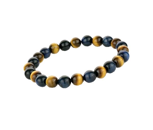 BRACELET HOMME OEIL DE TIGRE BLEU 8MM - IG BB126/M - ITALGEM