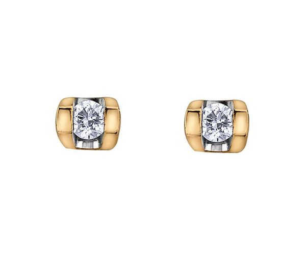 BOUCLES 10K 2= 0,06 DIAMANTS - L 20060 - OR CANADIEN