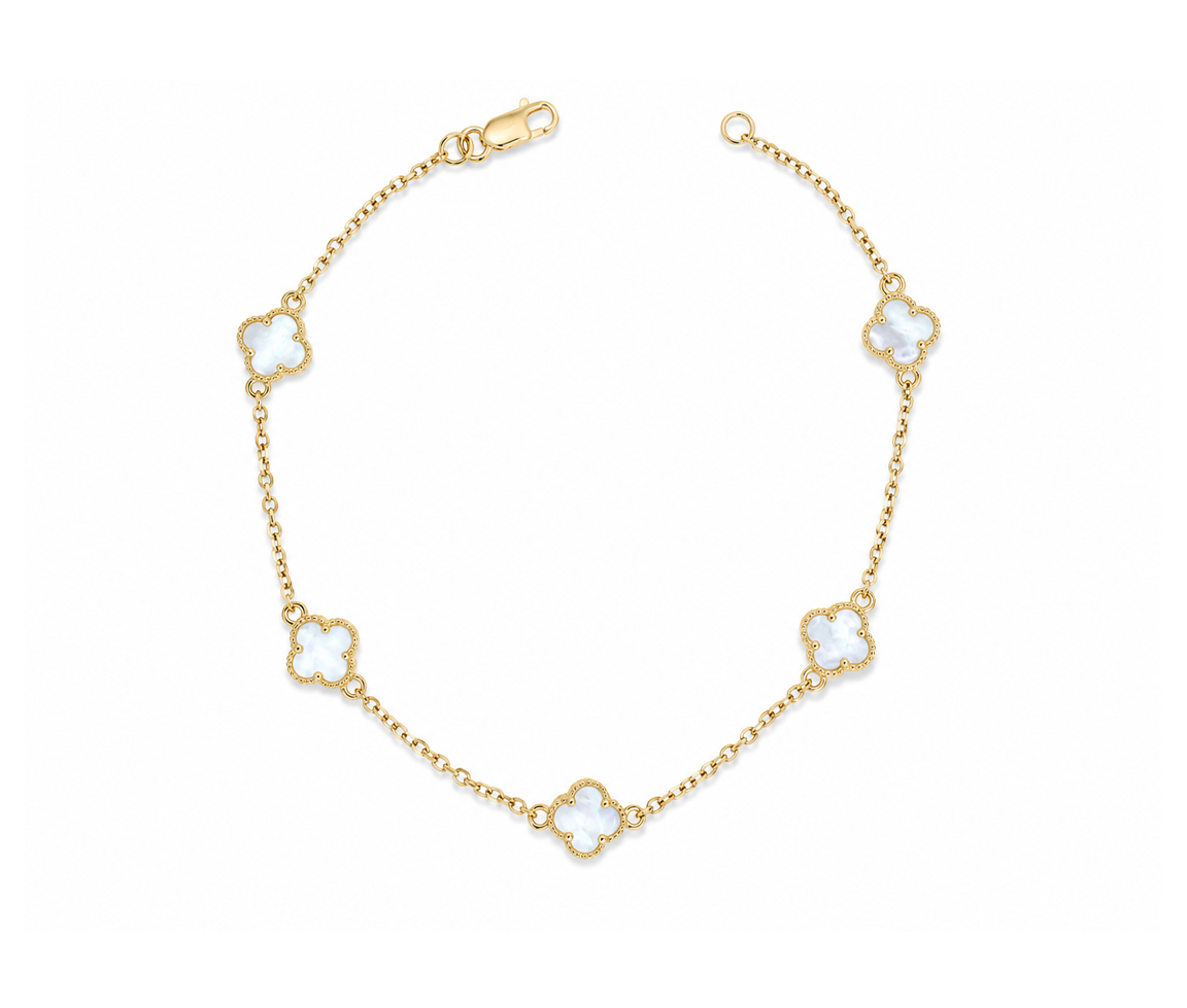 BRACELET TRÈFLE EN OR JAUNE - MB TREBR5NA7 - BIJOUX D'IMPORTATION