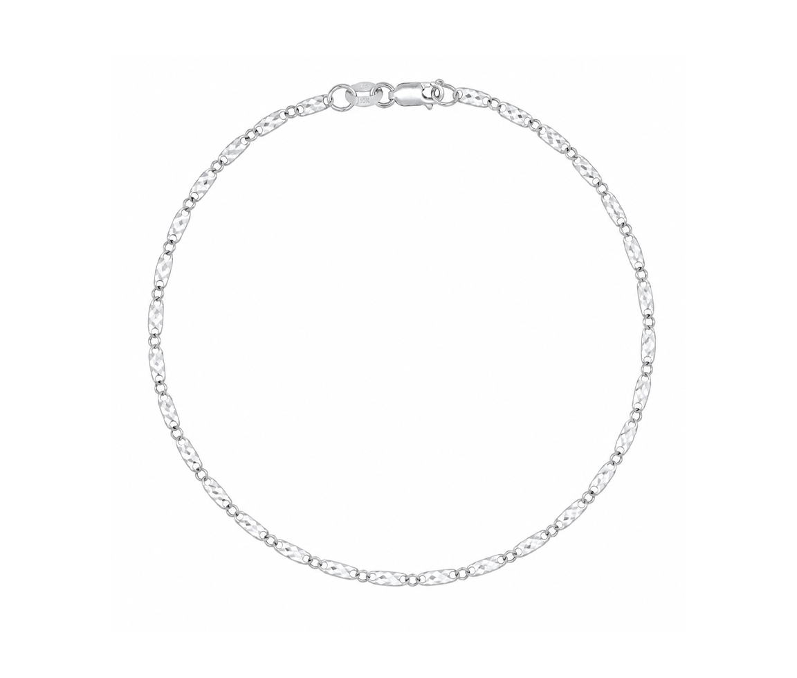 BRACELET EN OR À MAILLE PLAQUES TAILLÉES DIAMANT - S LPXD040W07 - BIJOUX D'IMPORTATION