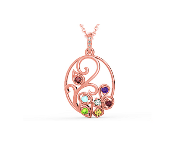 PENDENTIF FAMILIAL OVAL EN ARGENT OU EN OR SERTI DE PIERRES VÉRITABLES - BH FG122PR - BEVERLY HILLS