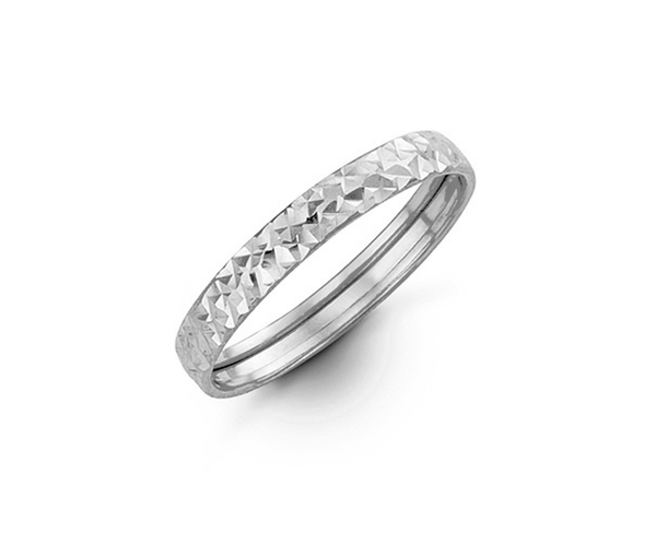 JONC EN OR BLANC TAILLÉ DIAMANT - SY 7503/5 - BIJOUX D'IMPORTATION