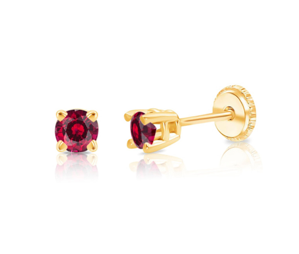 BOUCLES EN OR SERTIES DE PIERRES DE NAISSANCES SYNTHÉTIQUES VARIÉES - IN 1055BOY/07 - BIJOUTERIE SUISSE INC.