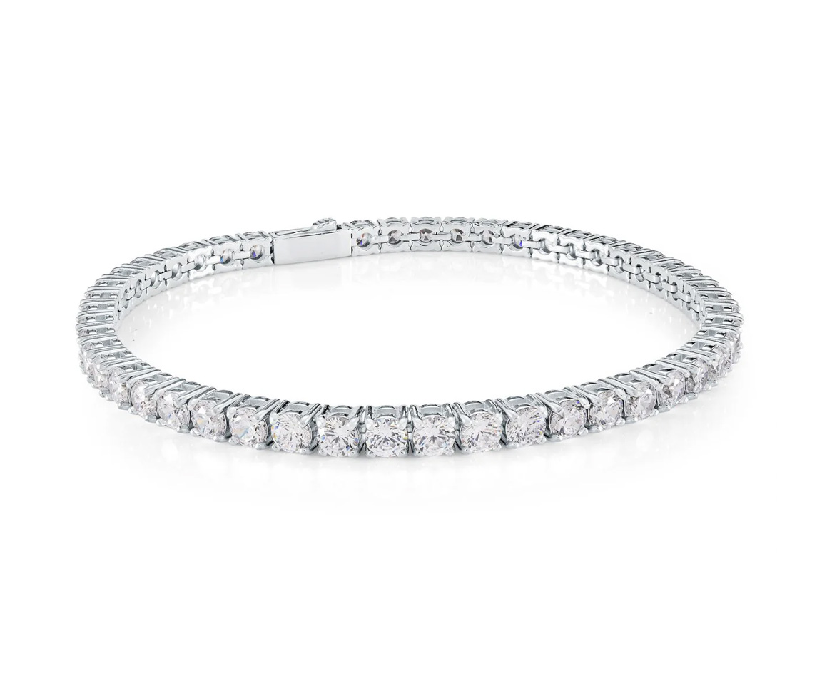 BRACELET TENNIS EN ACIER SERTI DE CUBIQUES ZIRCONIAS BLANC OU NOIRS - IG SMB629W/7.25 - ITALGEM