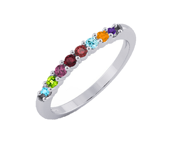 BAGUE FAMILIALE EN ARGENT OU EN OR SERTIE DE PIERRES VÉRITABLES - BH FJ125W - BEVERLY HILLS