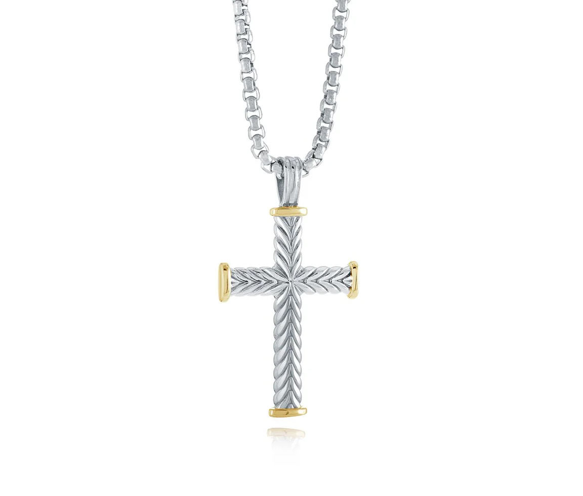 PENDENTIF CROIX EN ACIER AVEC CHAINE - IG SC184WY - ITALGEM