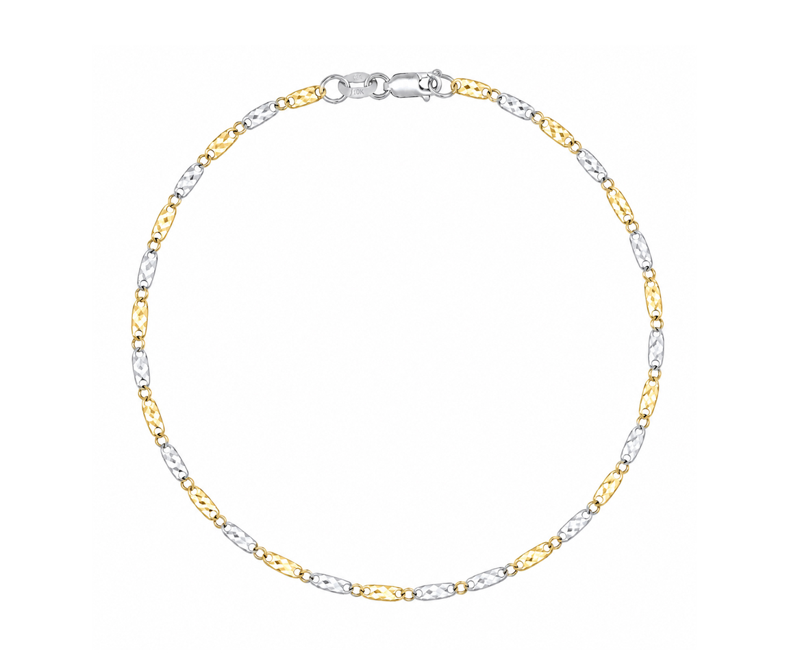BRACELET EN OR À MAILLE PLAQUES TAILLÉES DIAMANT - S LPXD0402T07 - BIJOUX D'IMPORTATION