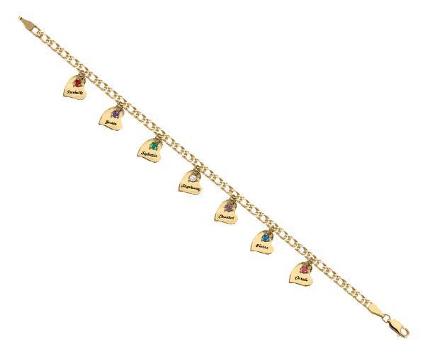 BRACELET DAME COEUR 10K 3 À 7 PIERRES - PG 50010ARG - PERSONALIZED GEM