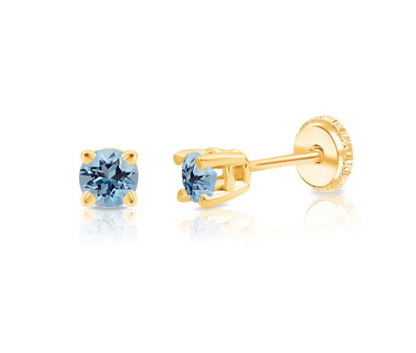BOUCLES EN OR SERTIES DE PIERRES DE NAISSANCES SYNTHÉTIQUES VARIÉES - IN 1055BOY/03 - BIJOUTERIE SUISSE INC.