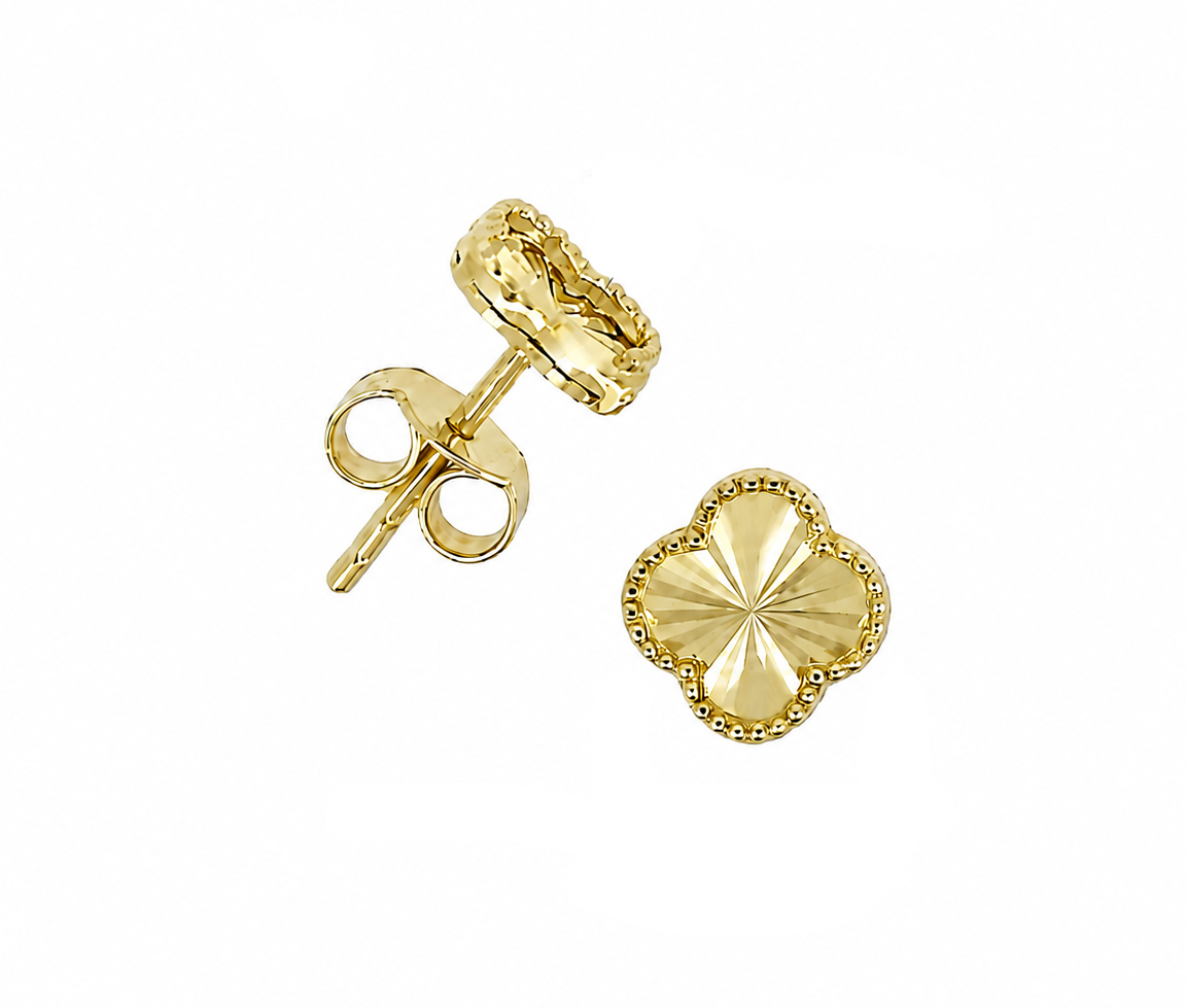BOUCLES TRÈFLES EN OR TAILLÉES DIAMANT - MB TREBOY8 - BIJOUX D'IMPORTATION