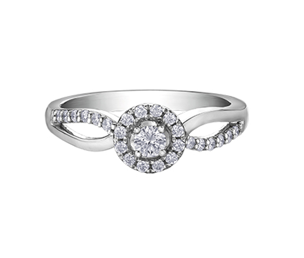BAGUE AVEC UN DIAMANT CANADIEN ET DES DIAMANTS - CR AM429W - DIAMANT CANADIEN