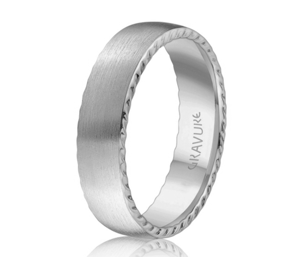 JONC EN OR OU EN PLATINE AVEC FINI SATINÉ ET TAILLÉ DIAMANT SUR LES CÔTÉS - ML GH1259W18 - MALO 
