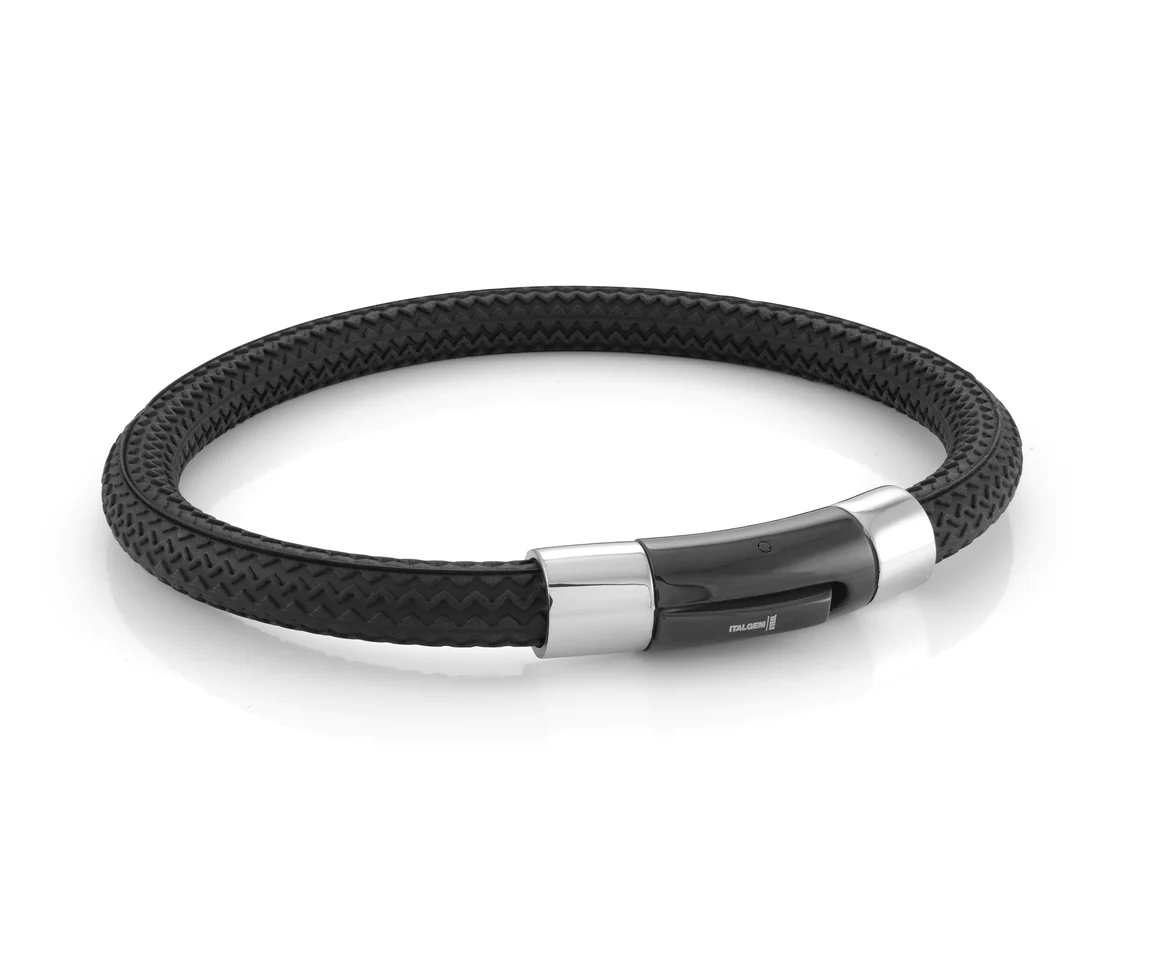 BRACELET EN CAOUTCHOUC À MOTIF PNEU AVEC FERMOIR EN ACIER - IG SBR11/7.5 - ITALGEM