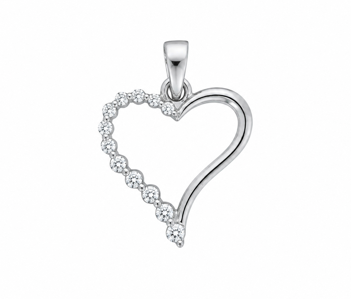 PENDENTIF COEUR AJOURÉ AVEC CUBIQUES ZIRCONIAS - MB COEUR70 - BIJOUX D'IMPORTATION