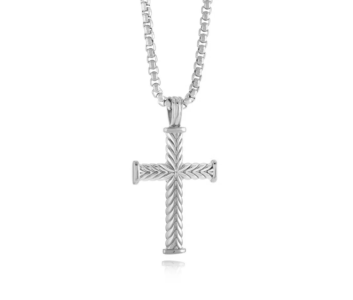 PENDENTIF CROIX EN ACIER AVEC CHAINE - IG SC184SI - ITALGEM