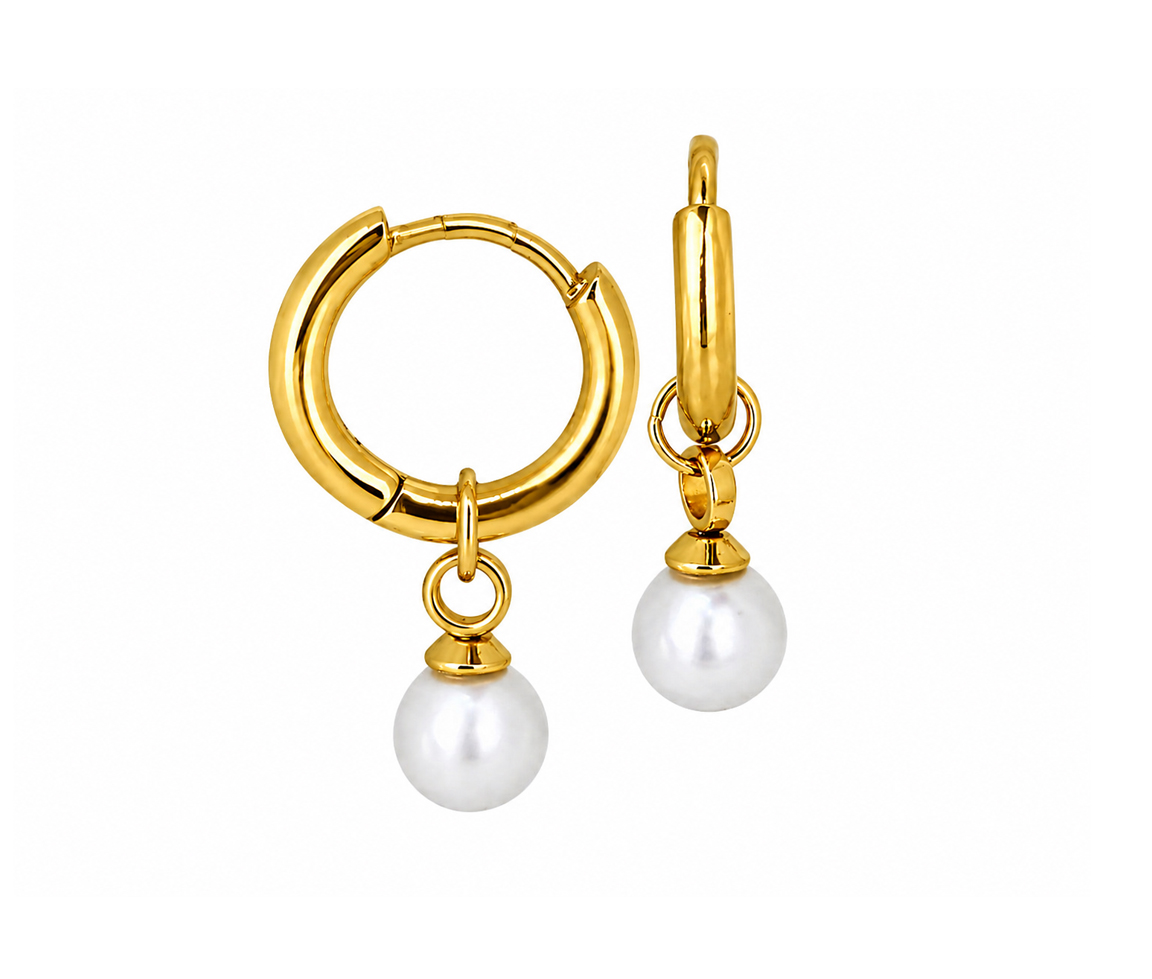 BOUCLES HUGGIES AVEC PERLES - IG SEA513GO - MINI-VÉLORIA