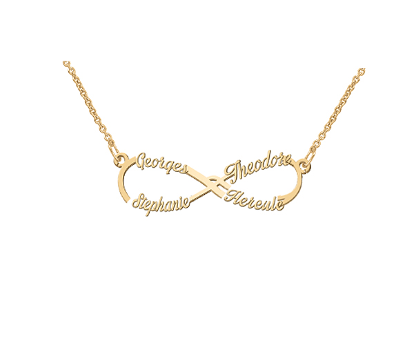COLLIER INFINI 2 À 4 NOMS PERSONNALISÉS EN ARGENT OU EN OR - PG 60398Y10/4 - PERSONALIZED GEM