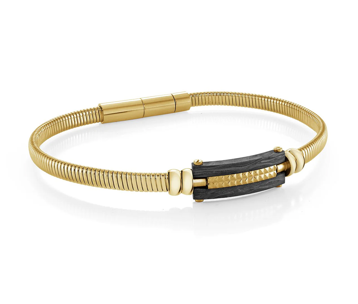 BRACELET EN ACIER/PVD OR AVEC PLAQUE EN FIBRE DE CARBONE - IG SMB726 - ITALGEM