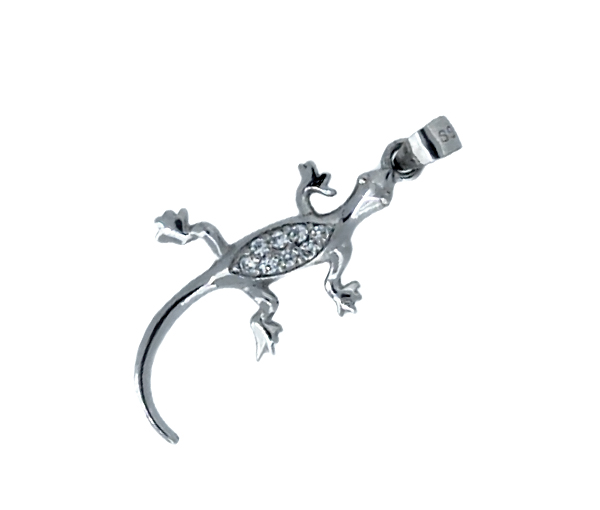 PENDENTIF LÉZARD AVEC CUBIQUES ZIRCONIAS - MB PEN166 - BIJOUX D'IMPORTATION