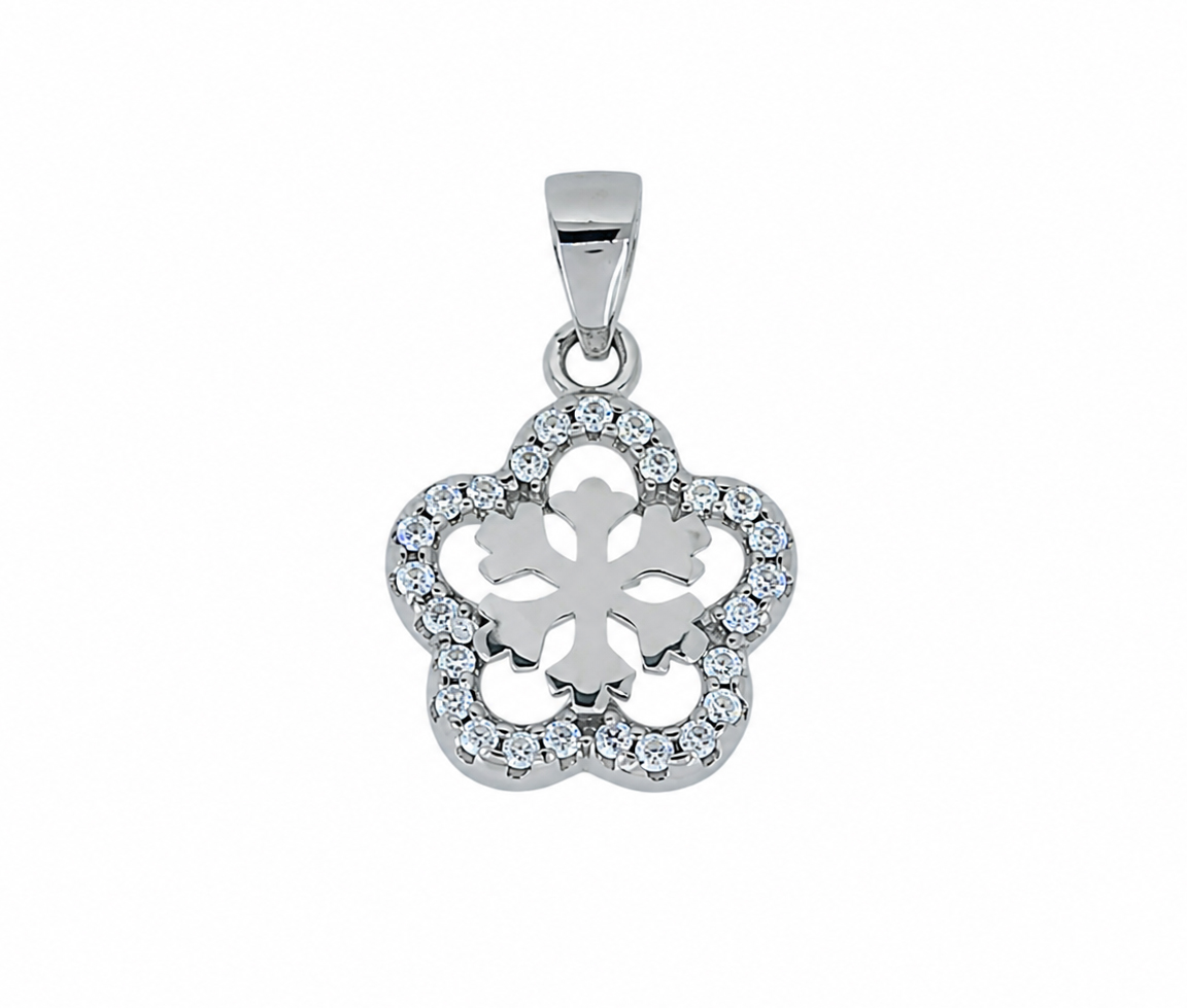 PENDENTIF FLEUR/FLOCON AVEC CZ - MB PEN09 - BIJOUX D'IMPORTATION