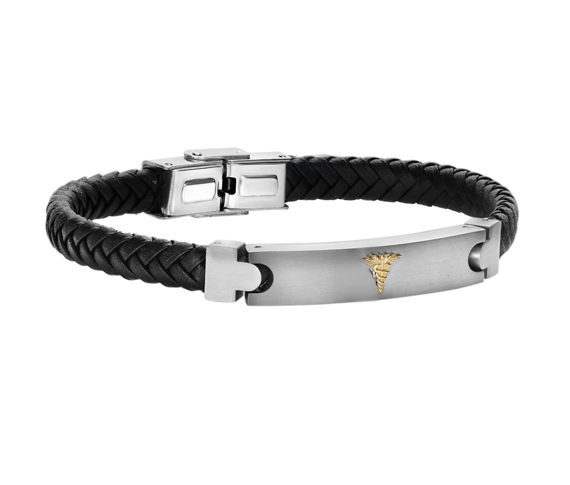 BRACELET MÉDICAL CUIR/ACIER - IG SMAB44 - ITALGEM