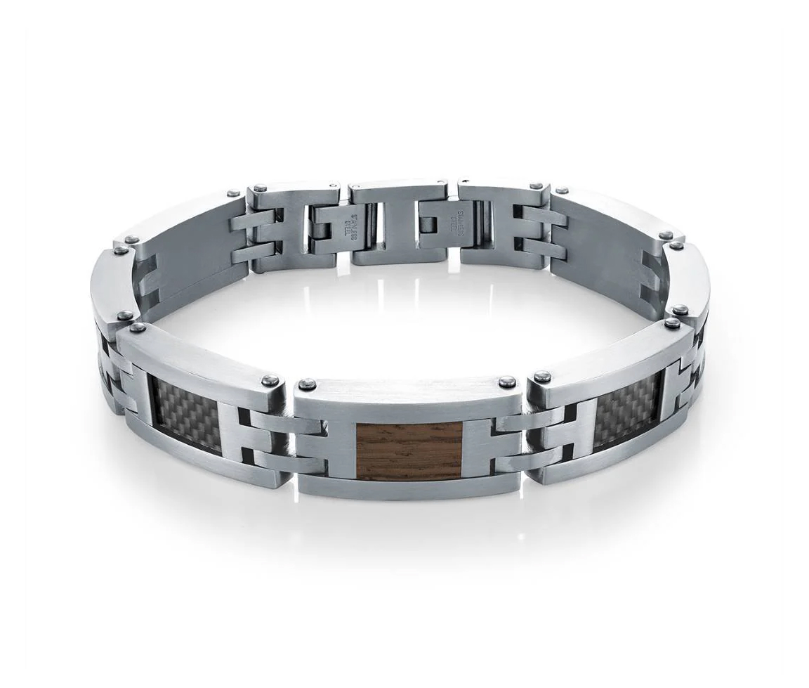BRACELET EN ACIER/FIBRE DE CARBONE ET BOIS - IG SMB712 - ITALGEM