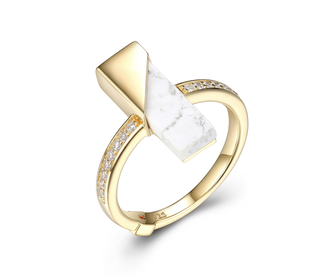 BAGUE AVEC HOWLITE BLANCHE ET CZ - PJ 34LACY97A8 - ELLE