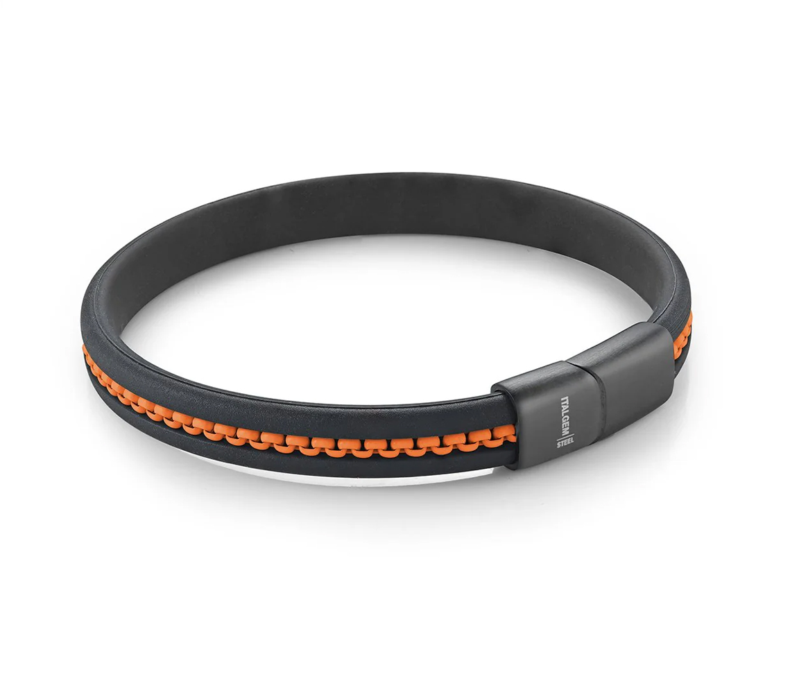 BRACELET EN SILICONE AVEC INSERTION CHAINE EN ACIER - IG SBR40/8 - ITALGEM