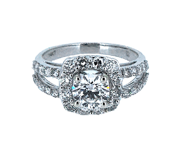 BAGUE EN OR BLANC SERTIE D'UN DIAMANT DE LABORATOIRE ET DE DIAMANTS - GN MDL516R - FAIT AU CANADA