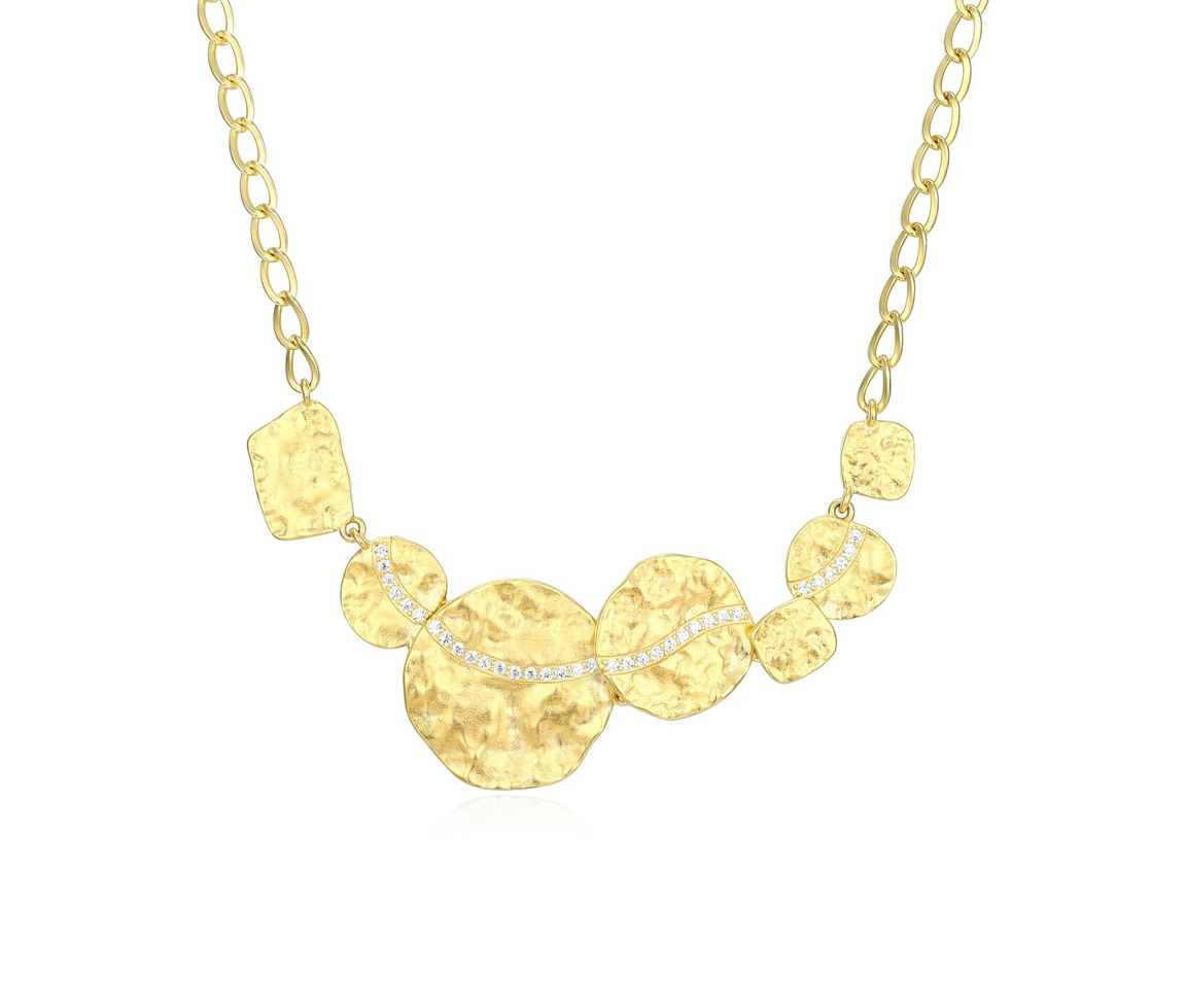 COLLIER AVEC PLAQUE RONDE ET CUBIQUES ZIRCONIAS - PJ 30LBZT0046 - ELLE