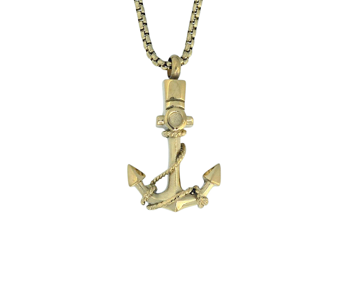 PENDENTIF URNE/CENDRE ENCRE EN ACIER/PVD OR ET SA CHAINE - IG SU19 - ITALGEM