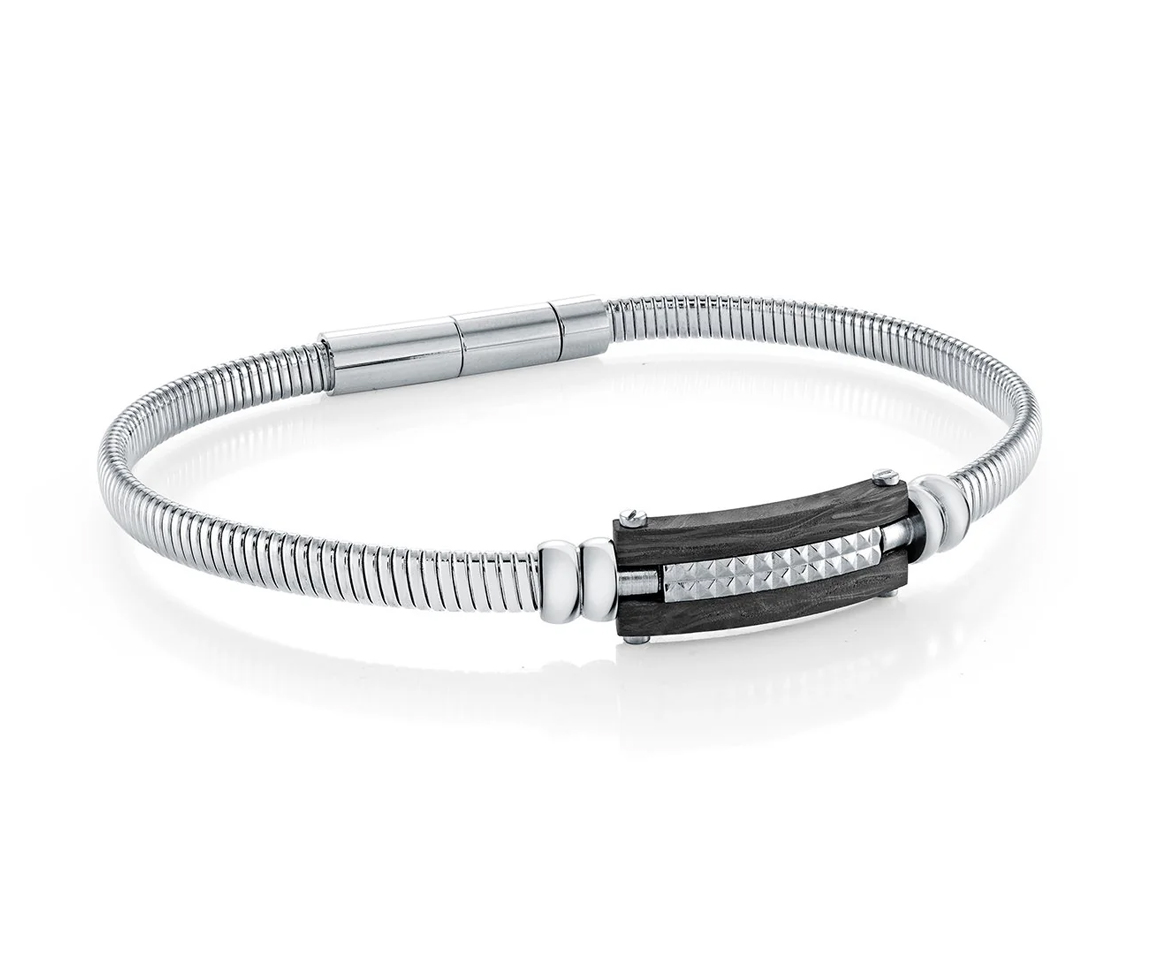BRACELET EN ACIER AVEC PLAQUE EN FIBRE DE CARBONE - IG SMB725 - ITALGEM