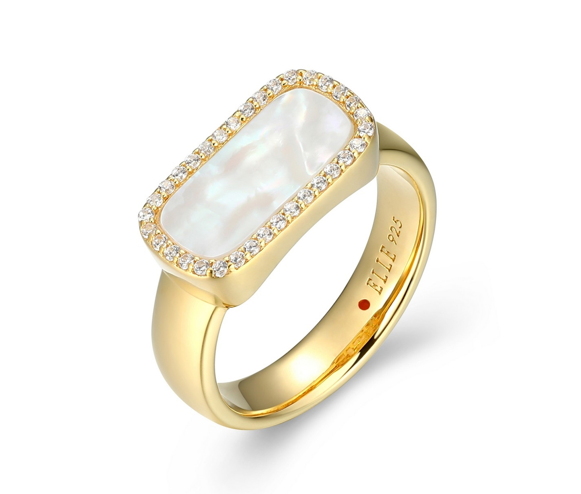 BAGUE AVEC NACRE ET CUBIQUES ZIRCONIAS - PJ 34LAK4A9AC - ELLE