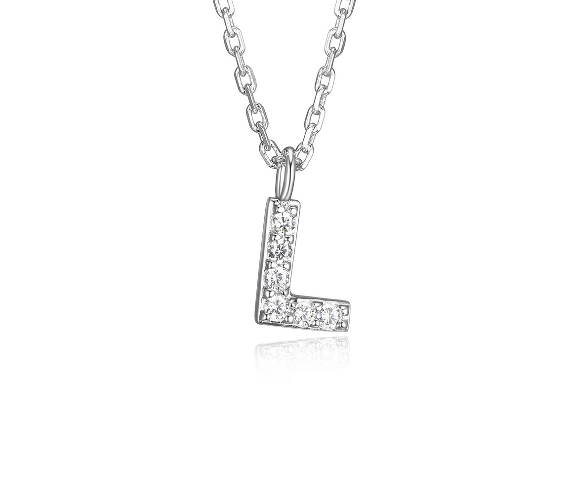 PENDENTIF LETTRE L EN ARGENT RHODIÉ SERTI DE CUBIQUES ZIRCONIAS - PJ R0A97H0018 - REIGN