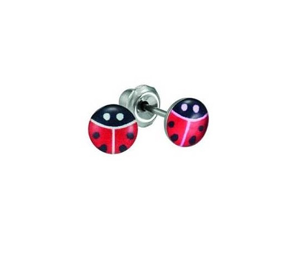 BOUCLES DE PERÇAGE COCCINELLE EN ACIER/ÉMAIL (*PERÇAGE GRATUIT) - IN 187C - PERÇAGE