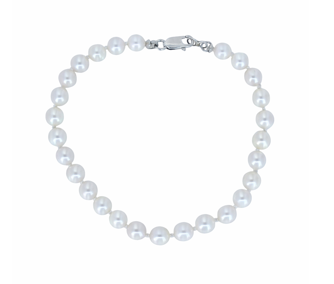BRACELET DE PERLES DE CULTURE AVEC FERMOIR HOMARD EN OR BLANC - SJ BRA90 - BIJOUTERIE SUISSE INC.