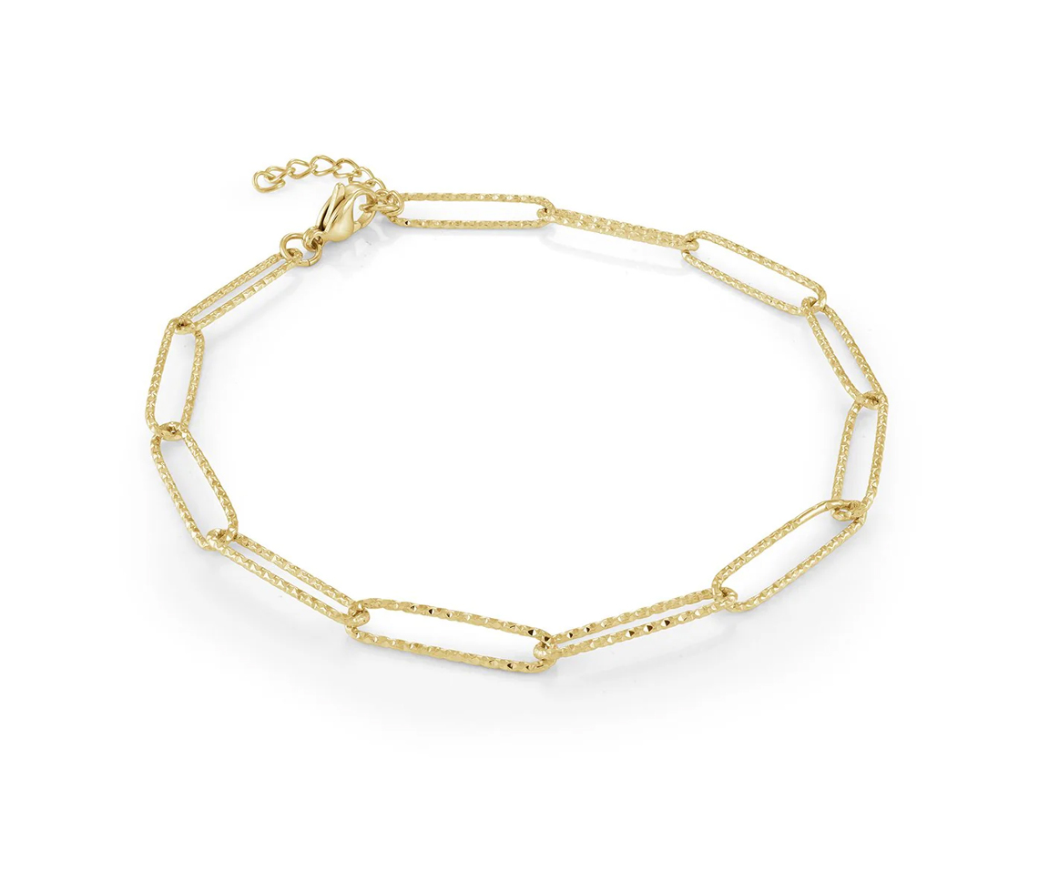 BRACELET EN ACIER/PVD OR À MAILLE PAPERCLIP TAILLÉE DIAMANT - IG SWB104 - VÉLORIA