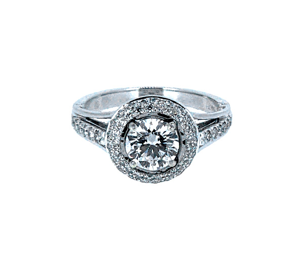 BAGUE EN OR BLANC SERTIE D'UN DIAMANT DE LABORATOIRE ET DE DIAMANTS - GN MDL512R - FAIT AU CANADA