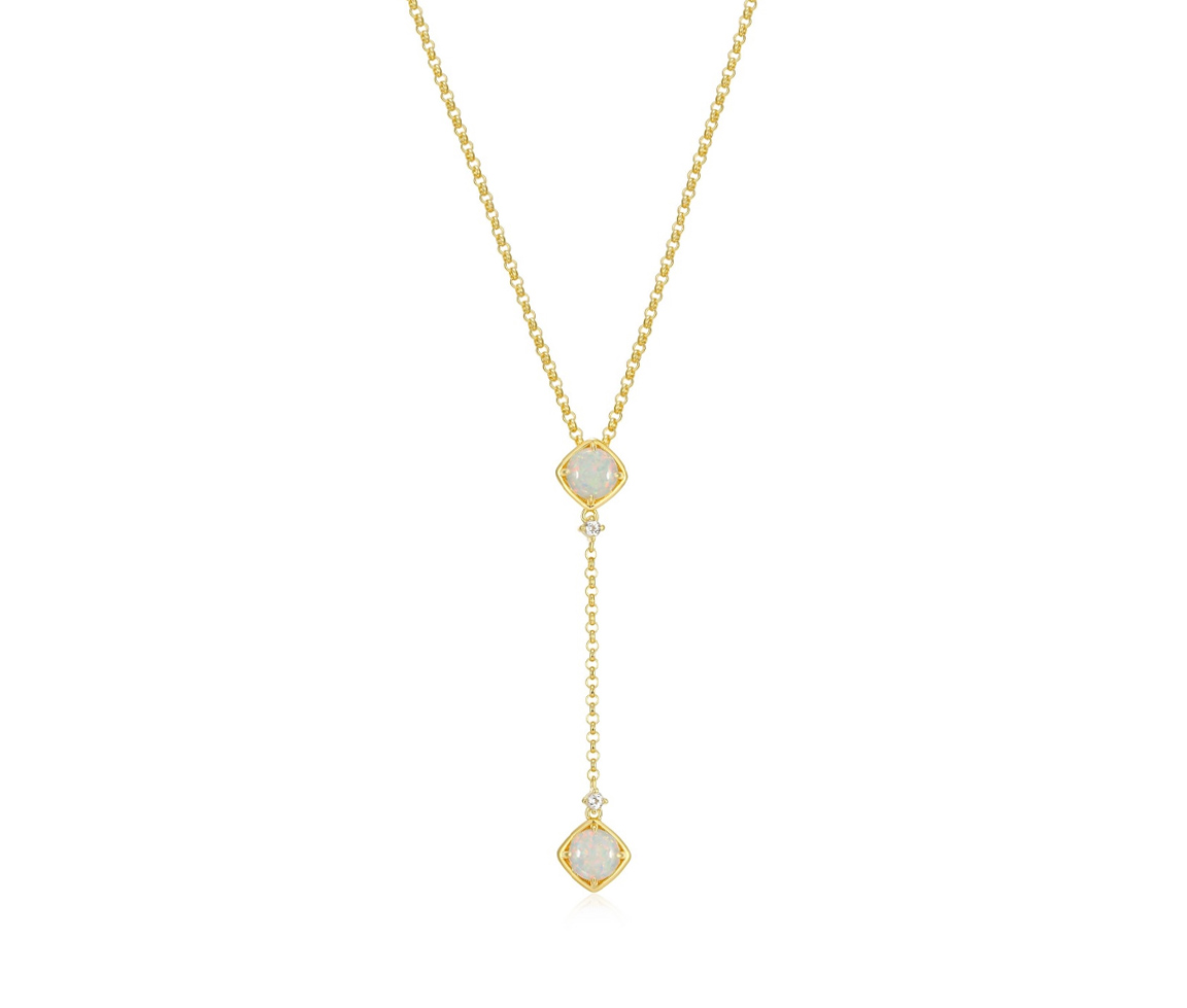 COLLIER AVEC OPALES DE LABORATOIRE ET TOPAZES BLANCS - PJ 30LBZL9746 - ELLE
