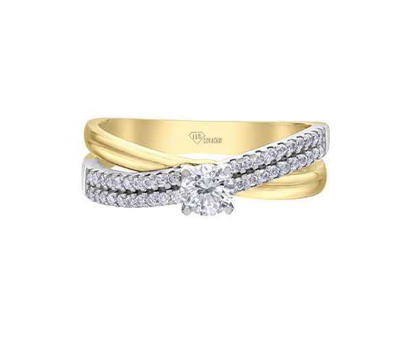 BAGUE AVEC UN DIAMANT CANADIEN ET DES DIAMANTS - CR AM574YW50 - DIAMANT CANADIEN