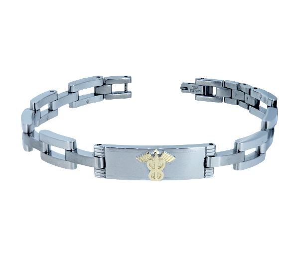 BRACELET MÉDICAL EN ACIER ET OR JAUNE - WB BMD60 - MEDICO BELLO